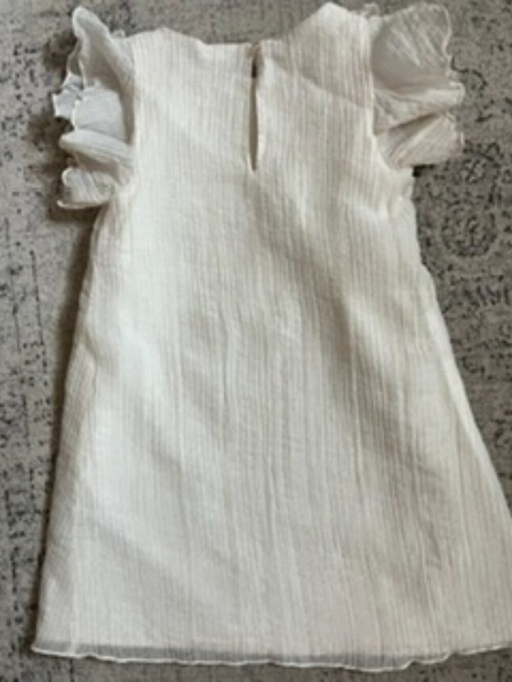 🧡3/$15 H&M Ruffle-Detail Flutter Sleeves White/Off White Dress 5T - Picture 6 of 6